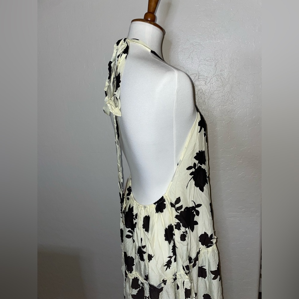 🎉HP🎉New! Kate Spade Floral Printed Halter Coverup Dress Ivory/Black Size Large🖤 - Picture 13 of 16